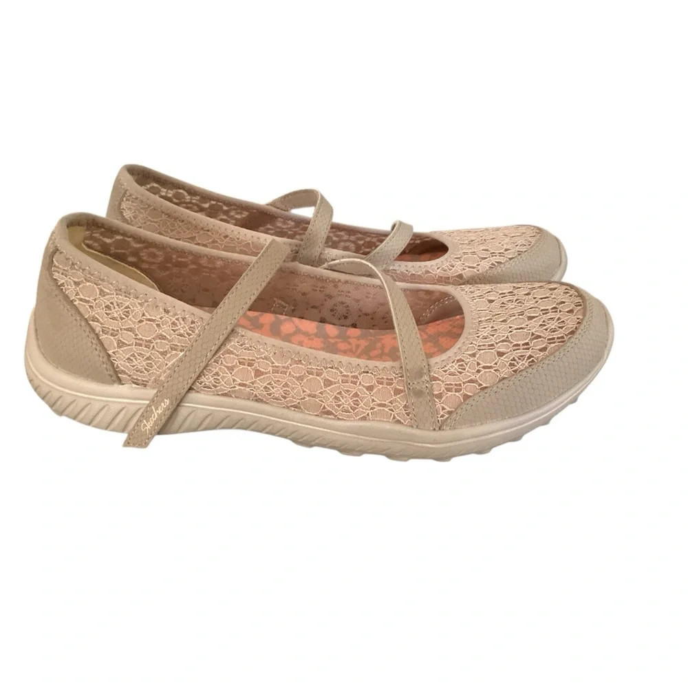 Skechers Be-light Slip On Lace Detail Flat Shoe Size 8 - Picture 2 of 10